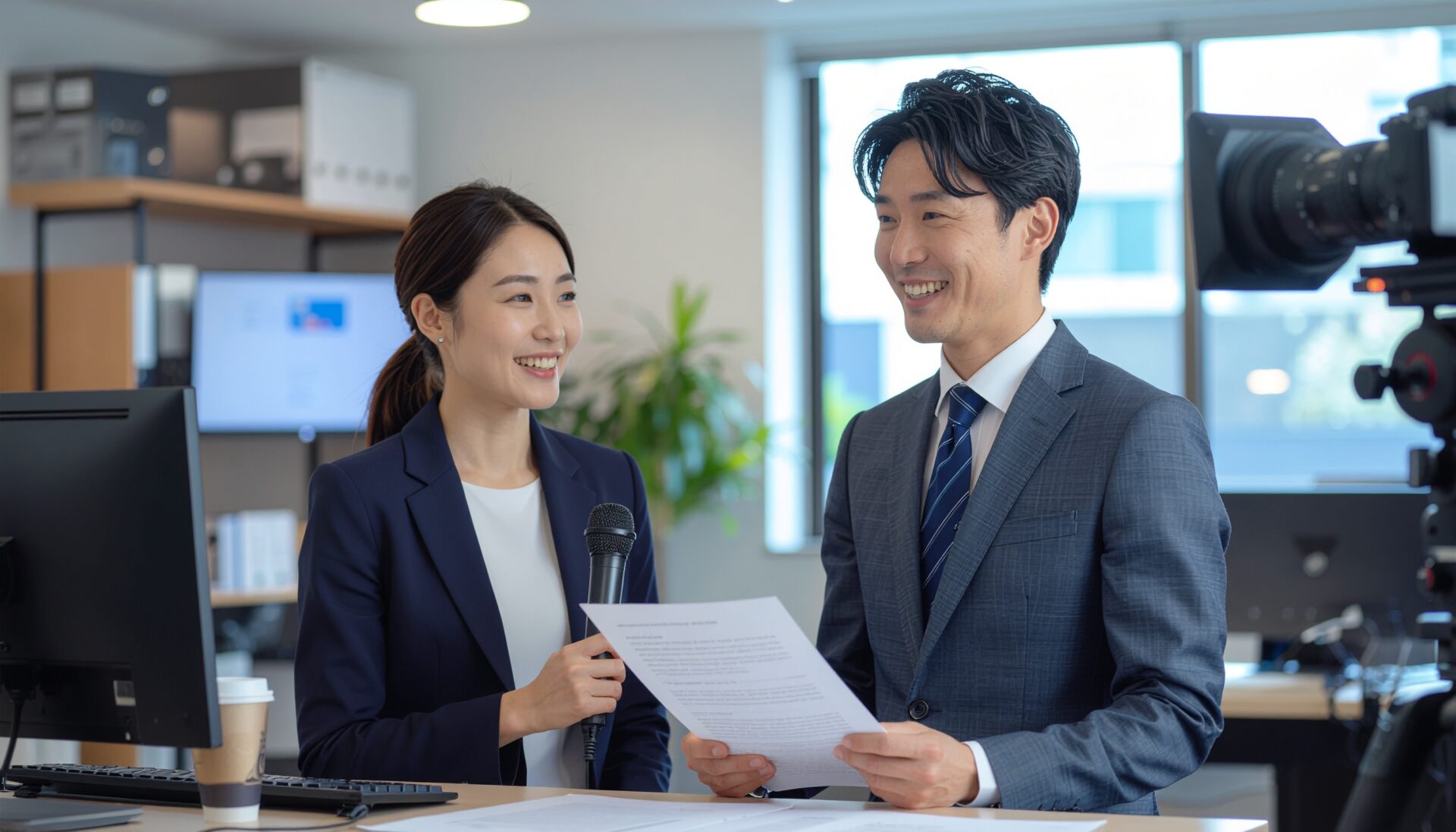 大企業の中で輝く中小企業のアイデアのイラスト